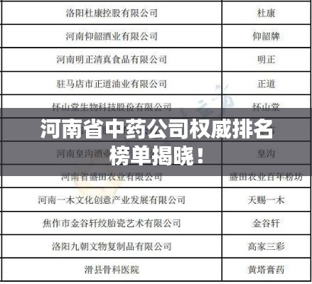 河南省中药公司权威排名榜单揭晓！
